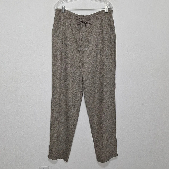 Vintage K.T. McKenzie Taupe Black Button Front Grandmacore 2 Piece Pantsuit Sz.L - Picture 7 of 10
